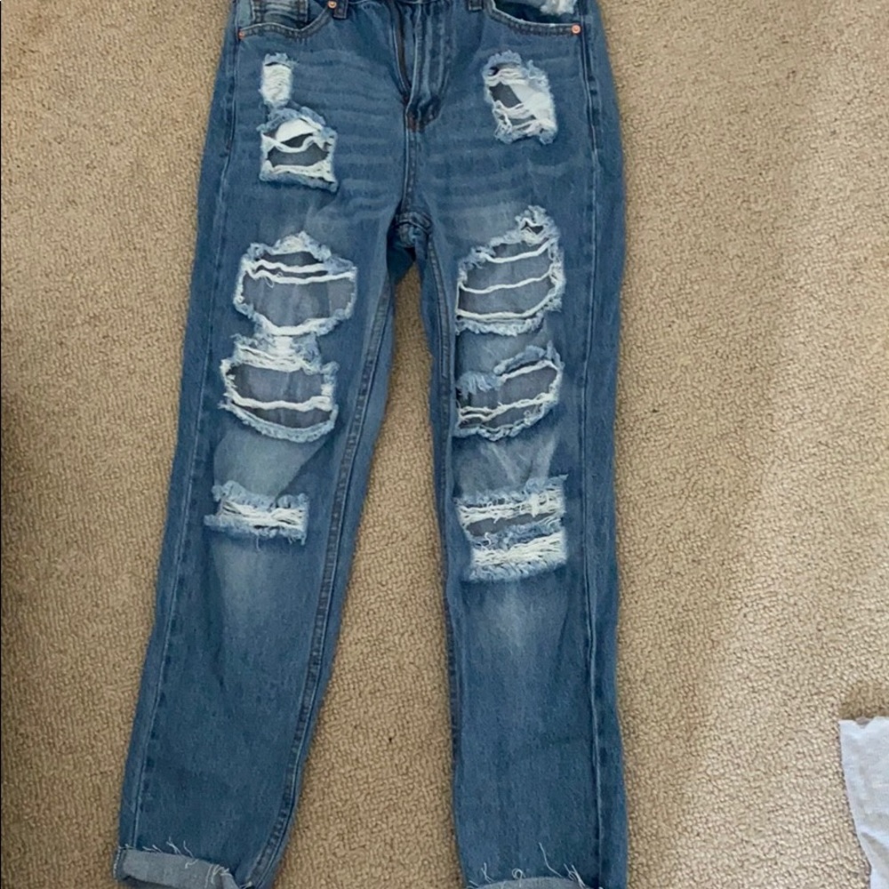 Hugh rose ripped mom jeans
